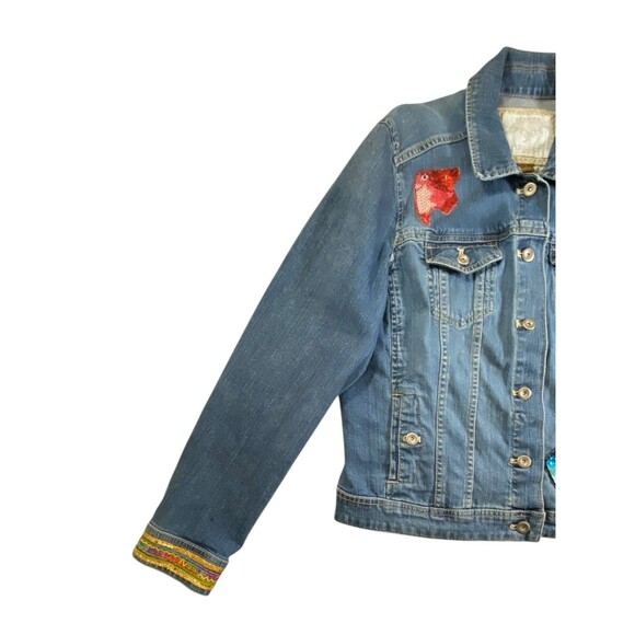 Sonoma Women’s Large Denim Jacket - Custom Sequin Fish Design - Picture 16 of 16